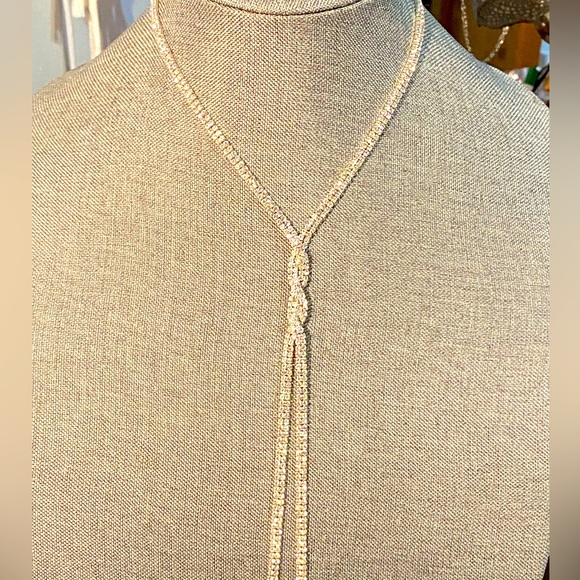 JEWELRY SALE Elegant silver rhinestone necklace twisted bolo tie design,ABS - Picture 2 of 15